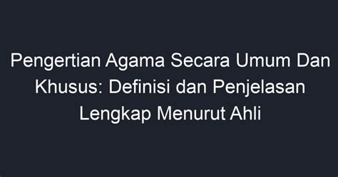 pengertian agama secara umum